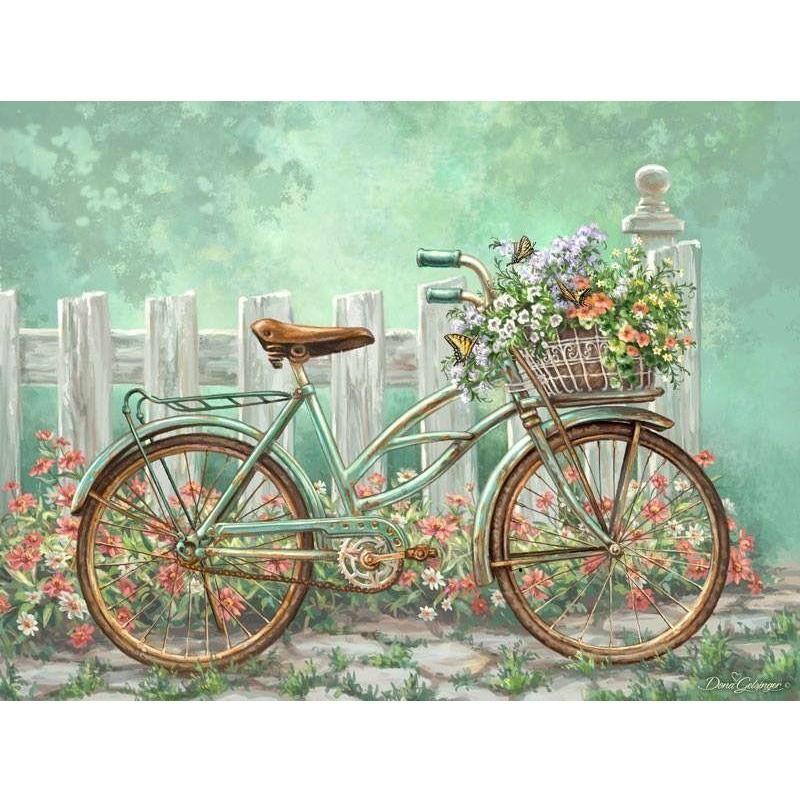 Cykel med blomkorg Cykel med blomkorg Diamantmålning | Eget foto diamantmålnings | Diamond painting | Fyndiq | Sverige
