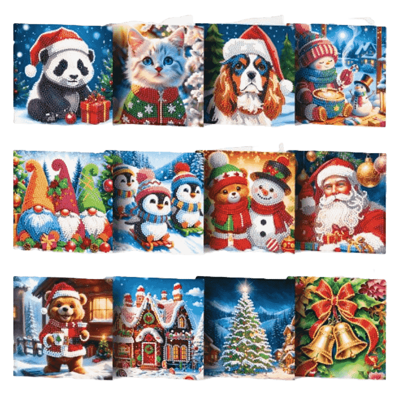 12 julkort – Glad Jul-set - Diamond Painting