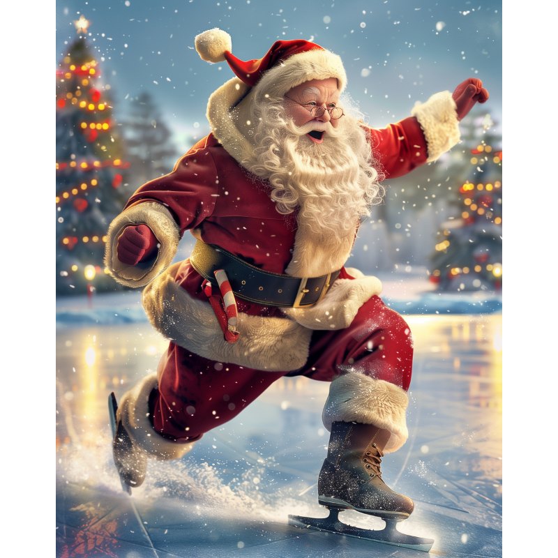 Diamond Painting - Glad Tomten åker skridskor