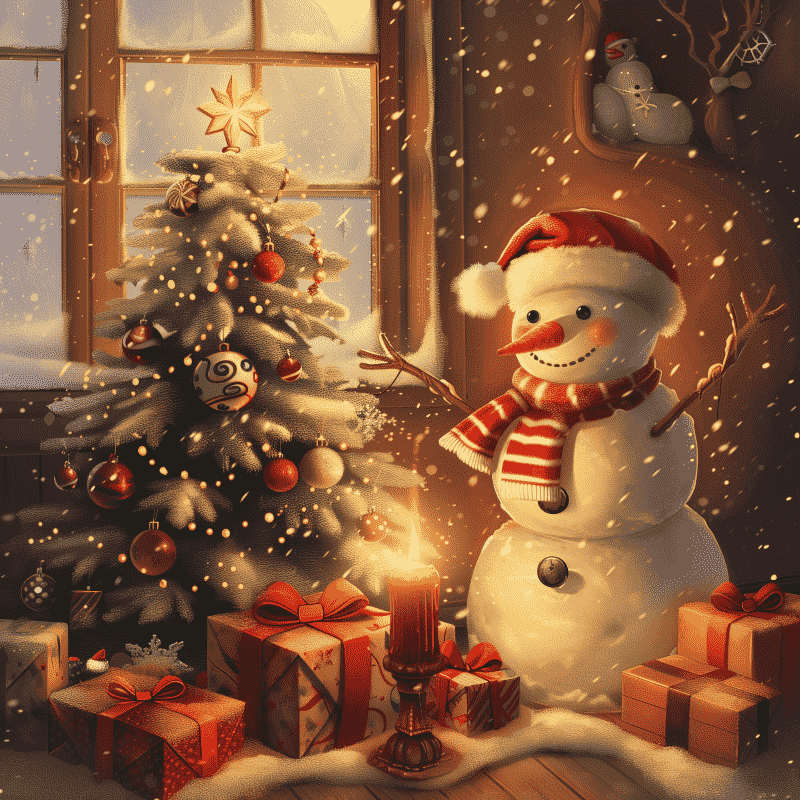 Snögubben och hans presenter - Diamond Painting
