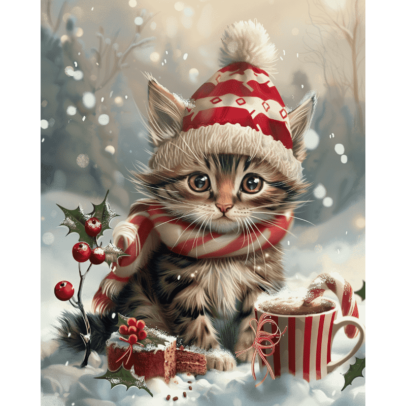 Festlig kattunge - Diamond Painting