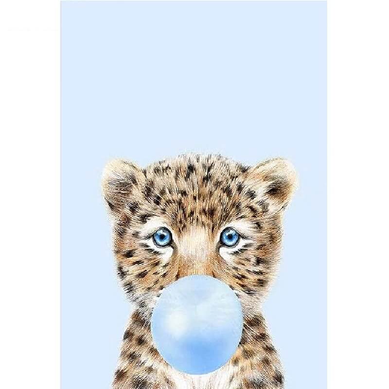 Baby leopard|blå Diamond painting – Diamond Painting Sweden