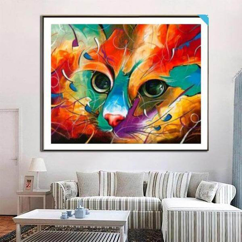 Färgglad katt från 50x60cm Färgglad katt från 50x60cm Diamantmålning | Eget foto diamantmålnings | Diamond painting | Fyndiq | Sverige