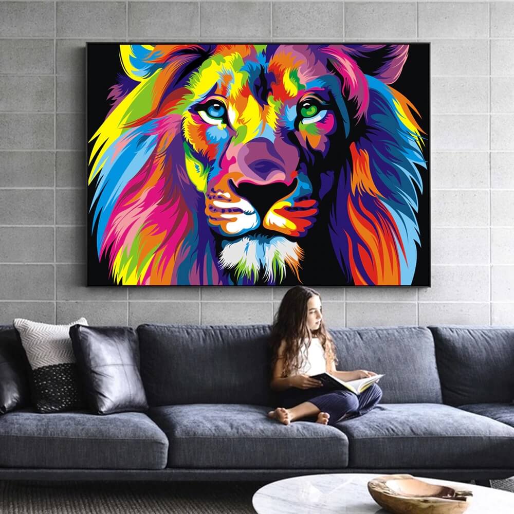 Färgglatt lejon från 50x70cm Färgglatt lejon från 50x70cm Diamantmålning | Eget foto diamantmålnings | Diamond painting | Fyndiq | Sverige