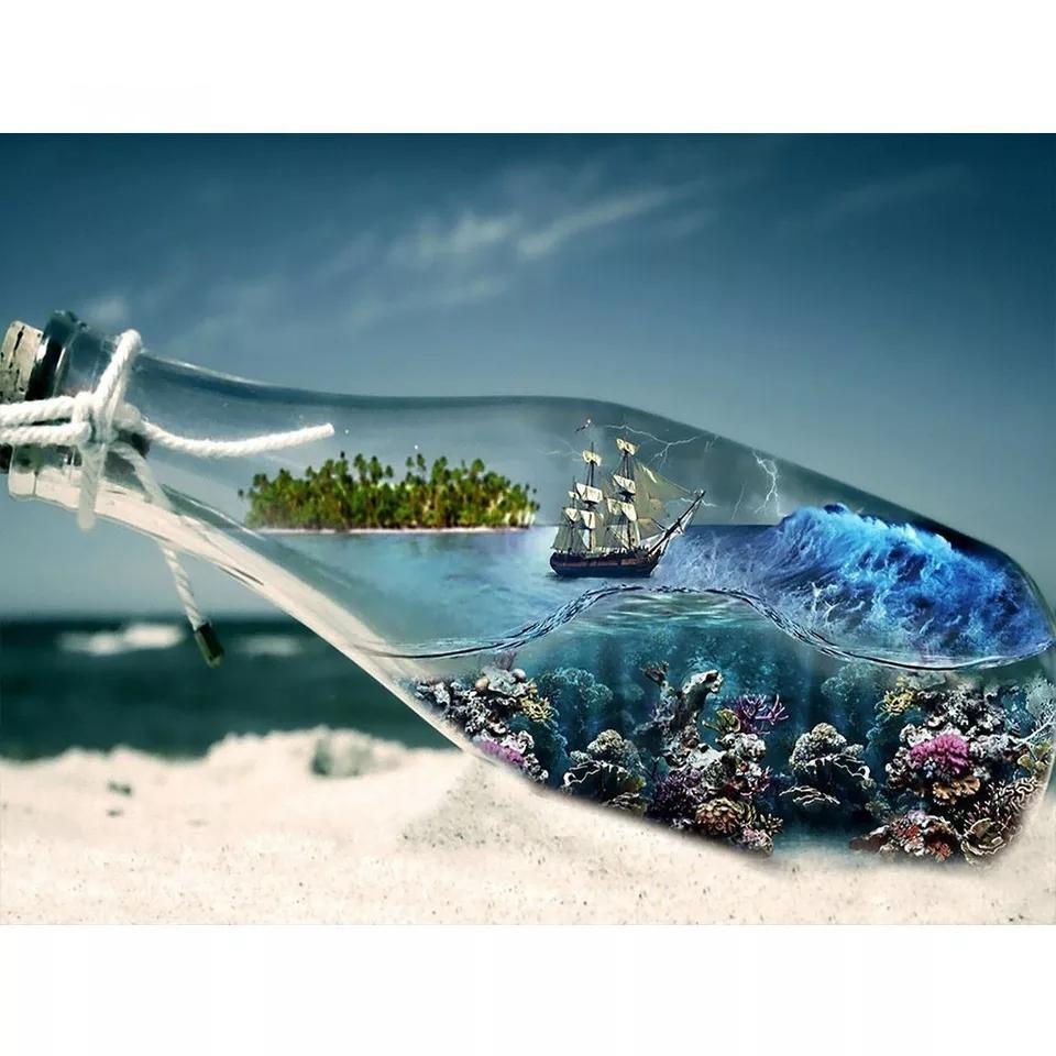 Flaska på stranden Flaska på stranden Diamantmålning | Eget foto diamantmålnings | Diamond painting | Fyndiq | Sverige