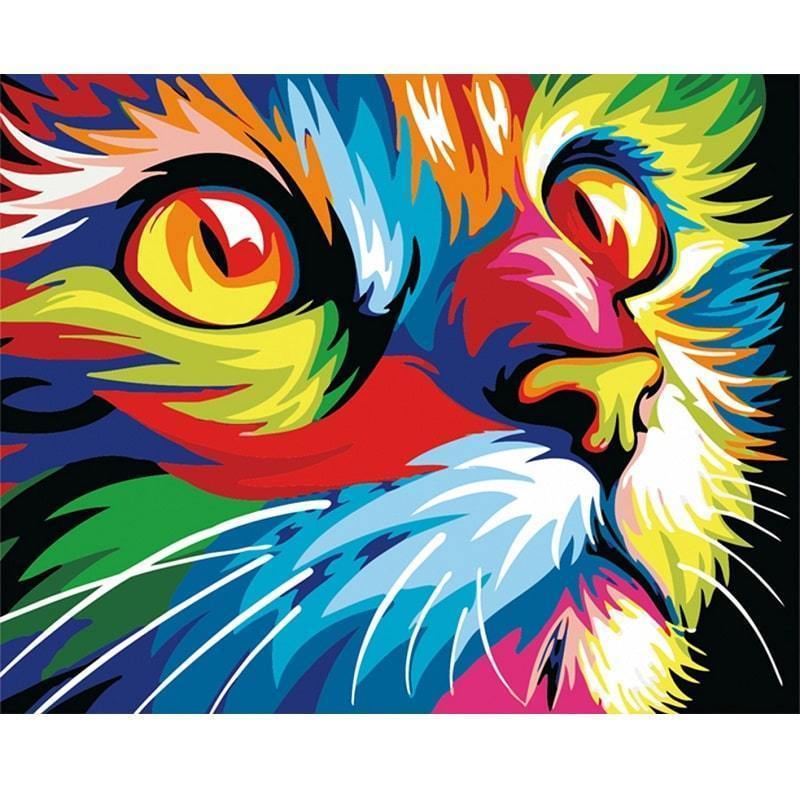 Gekleurde kat - Schilderen op nummer Diamond painting | Eigen foto | Dieren | Kopen | Dikke dames | Action | Nederland | Steentjes | Diamant | De Diamond Painter