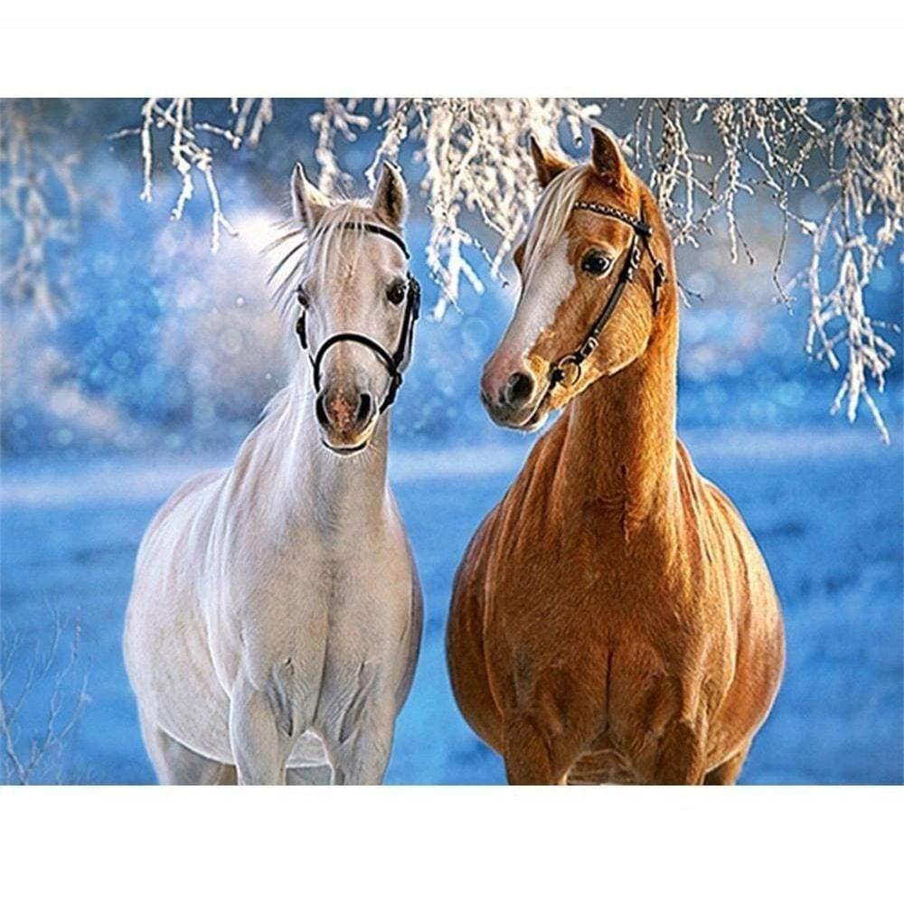 Hästar i snölandskap Hästar i snölandskap Diamantmålning | Eget foto diamantmålnings | Diamond painting | Fyndiq | Sverige
