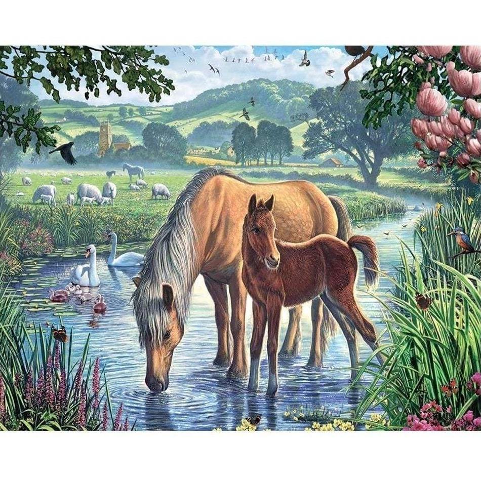 Hästar i vatten Hästar i vatten Diamantmålning | Eget foto diamantmålnings | Diamond painting | Fyndiq | Sverige