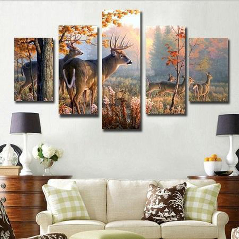Hjortar i skogen | 5 delar Hjortar i skogen | 5 delar Diamantmålning | Eget foto diamantmålnings | Diamond painting | Fyndiq | Sverige