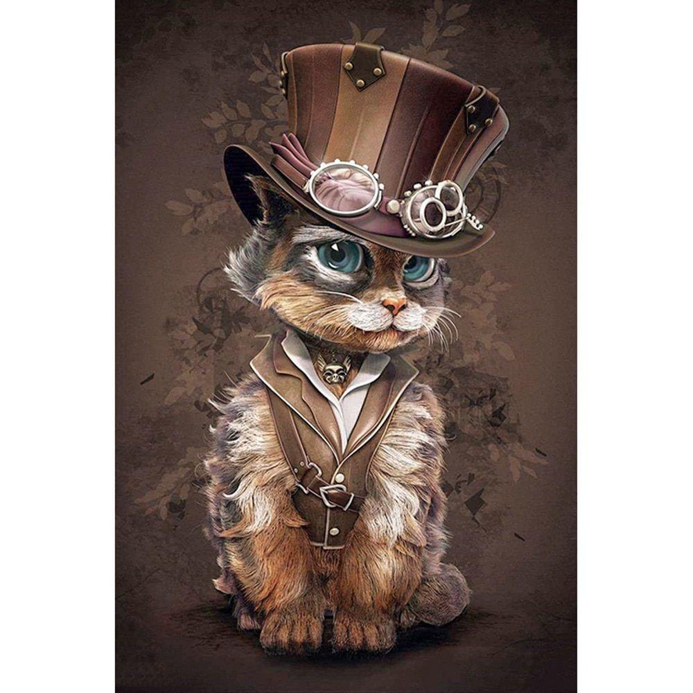 Katt med hatt Katt med hatt Diamantmålning | Eget foto diamantmålnings | Diamond painting | Fyndiq | Sverige