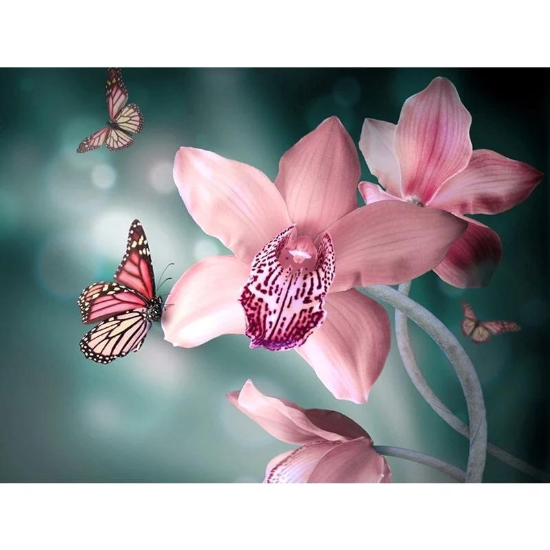 Rosa blommor med fjärilar Rosa blommor med fjärilar Diamantmålning | Eget foto diamantmålnings | Diamond painting | Fyndiq | Sverige