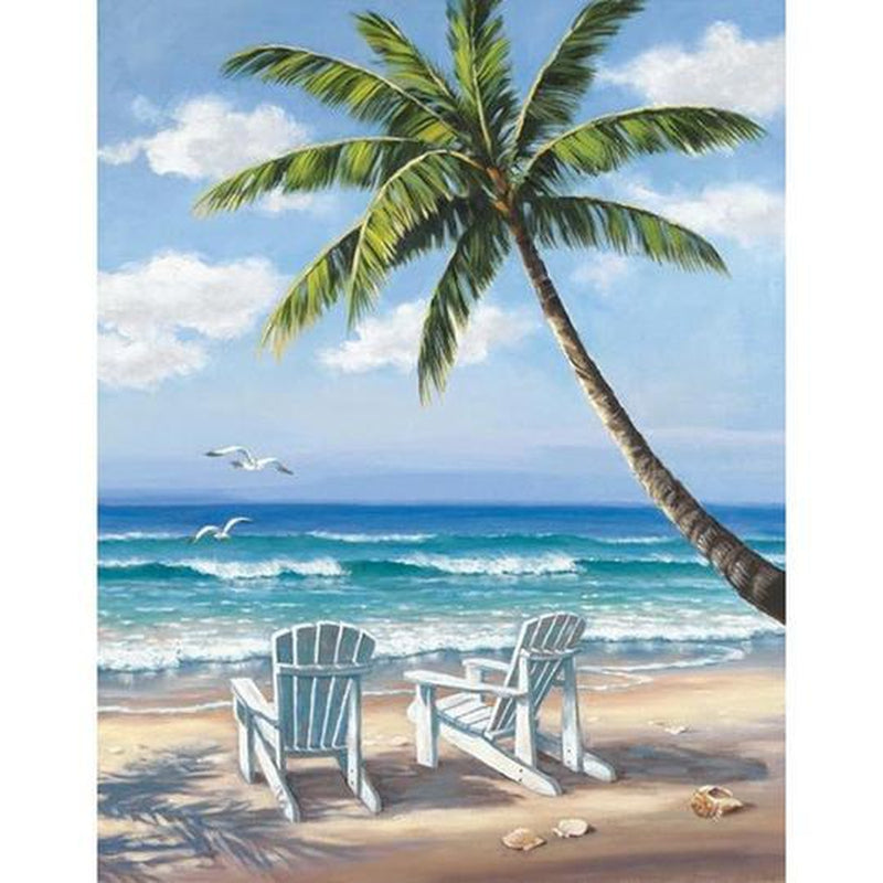 Strand med palmträd Strand med palmträd Diamantmålning | Eget foto diamantmålnings | Diamond painting | Fyndiq | Sverige